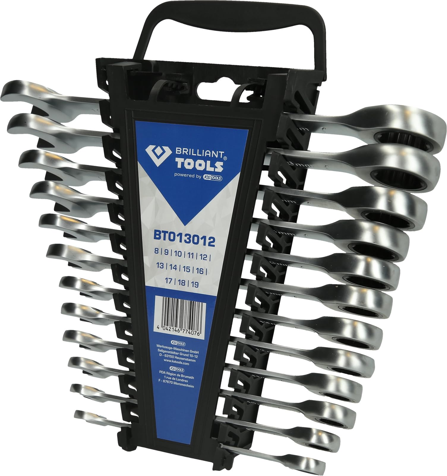 BRILLIANT TOOLS BT013012 Ratchet Ring Spanner 12 Pieces [Powered by KS Tools]