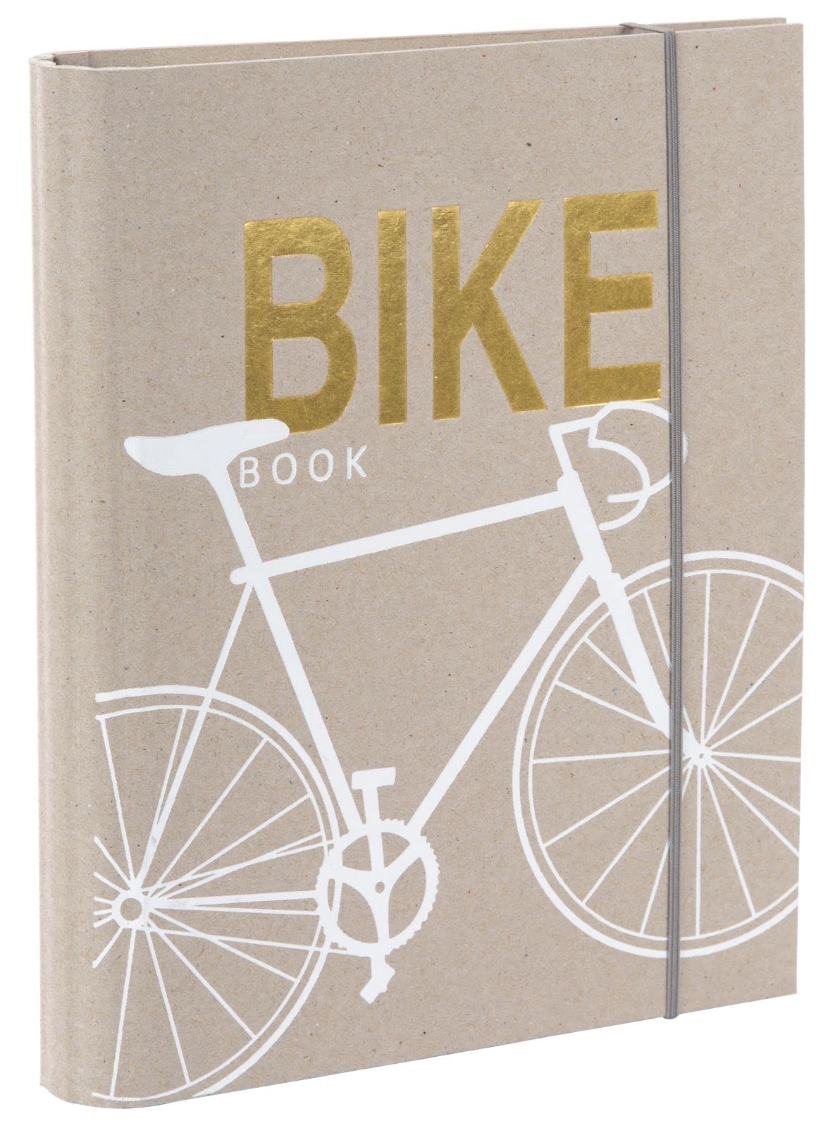 goldbuch 63 006 Photo Notebook Bike Book, Writing Book 18.5 x 23 x 3 cm, Note Book 50 Pages Dotted, Sketchbook Cover FSC Cardboard, FSC Paper 170 g/m², Kladde Gold and White Embossing, Photo Book Grey