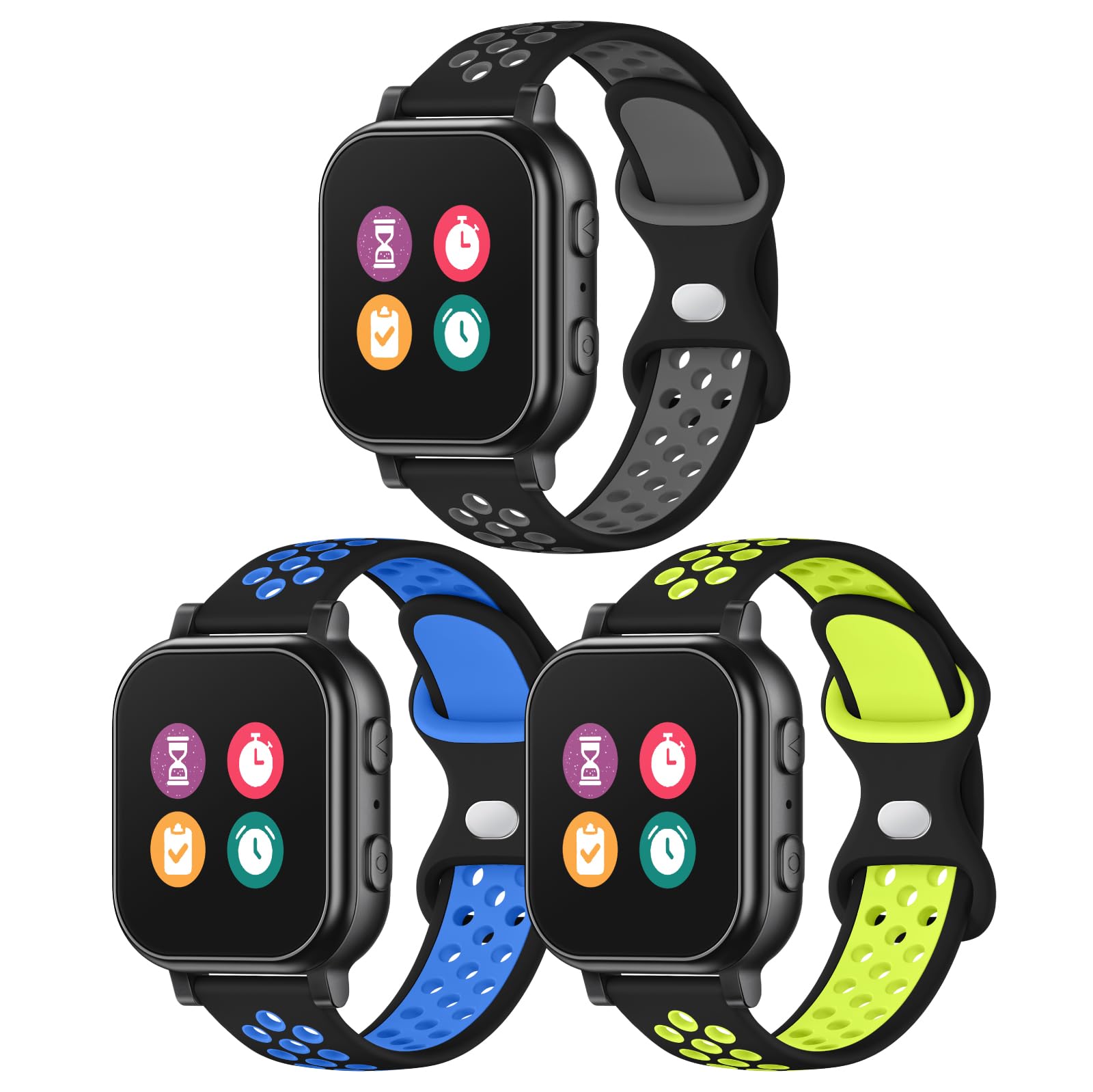 Photo 1 of 3 Pack Waterproof Silicone Gizmo Watch Band for Kids Compatible with Gizmo Watch 3 2 1/ Gabb Watch 3 2 1/ SyncUP/Cosmo JrTrack Watch, Breathable Soft Sport Bands with Air Holes Design for Boys Girls
