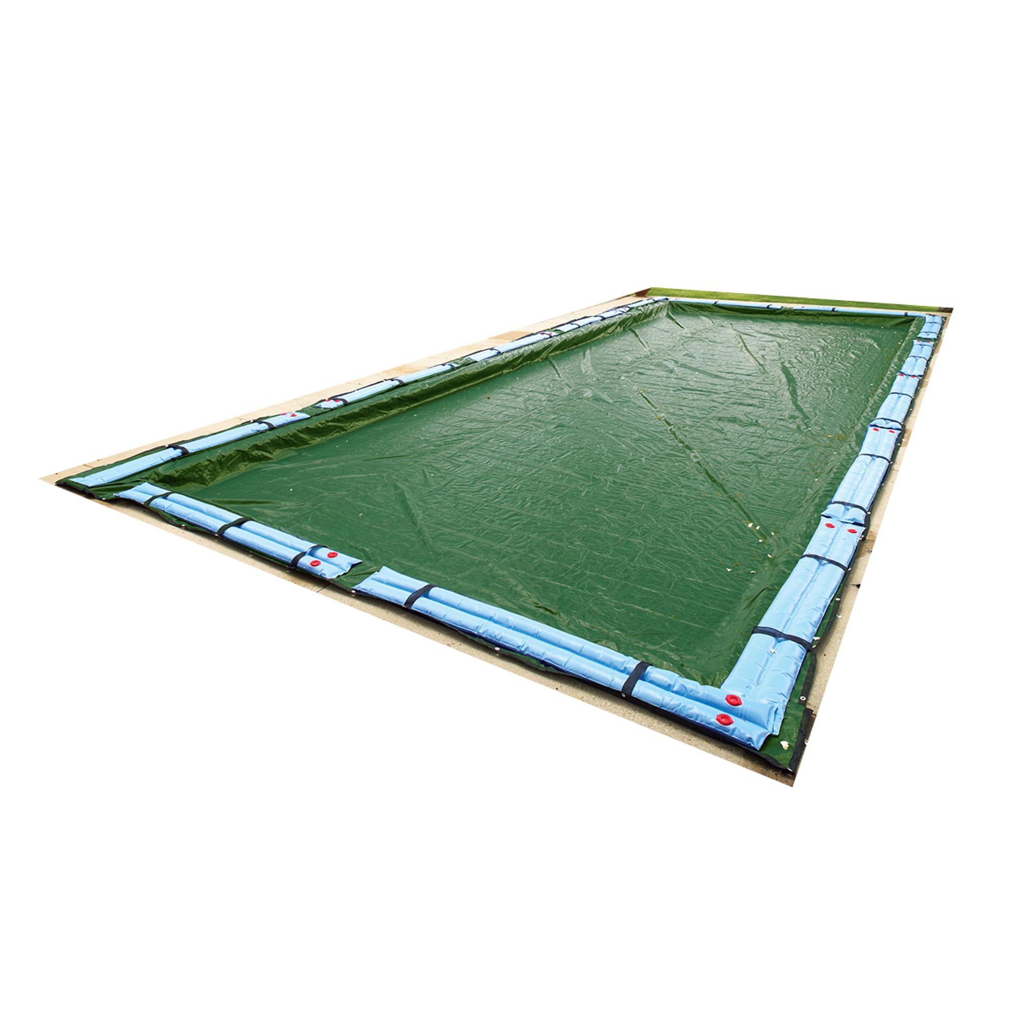 Blue Wave Silver 14 ft x 28 ft Rectangular Winter In Ground Pool Cover – Blocks Debris and Sunlight with 12-Year Protection for Off-Season – With 10×10 Polyethylene Weave, 5 ft Overlap, Cable, Winch