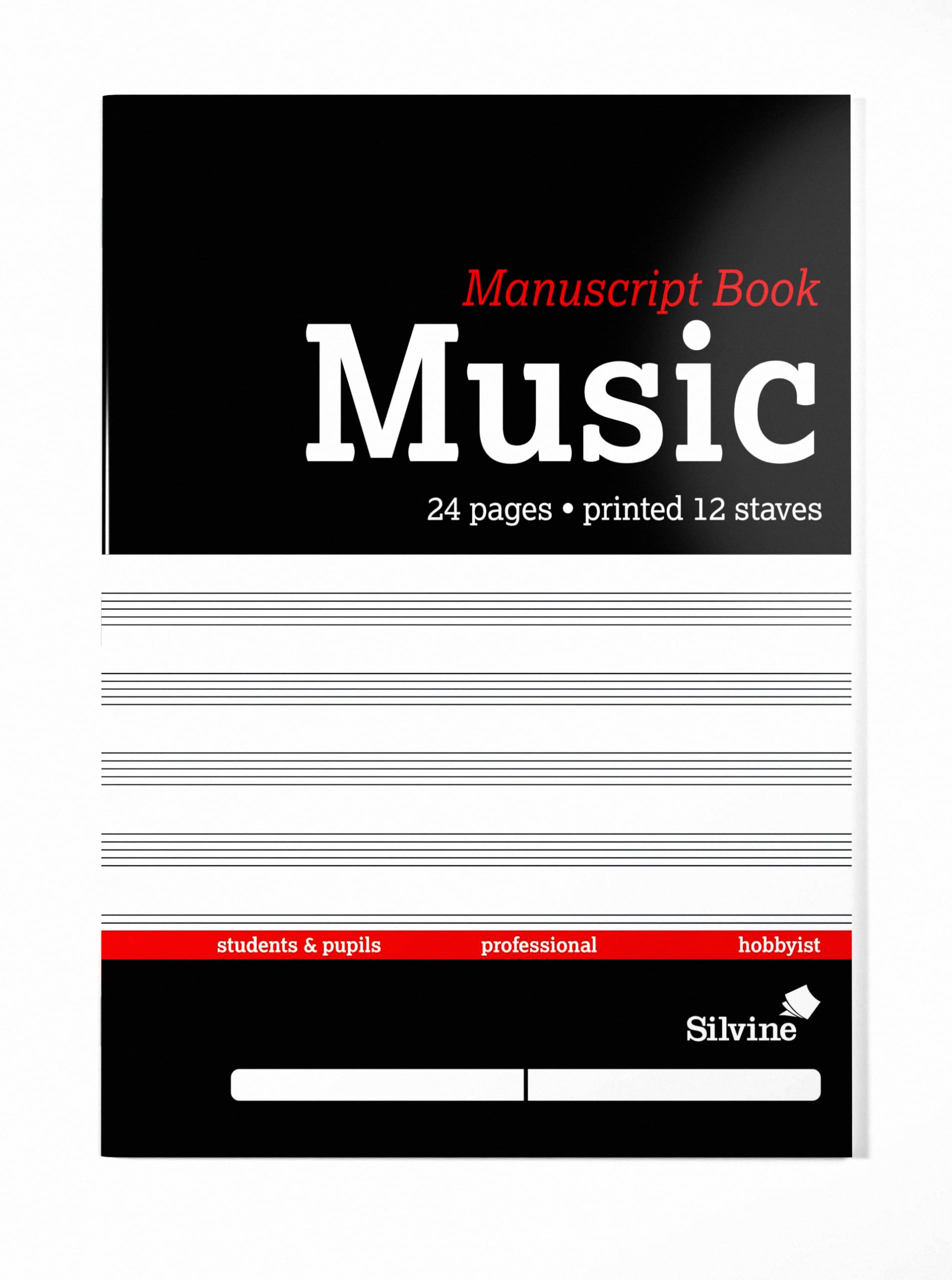 Silvine 12 Stave Music Manuscript Book - Wire stitched A4 (24 Pages)