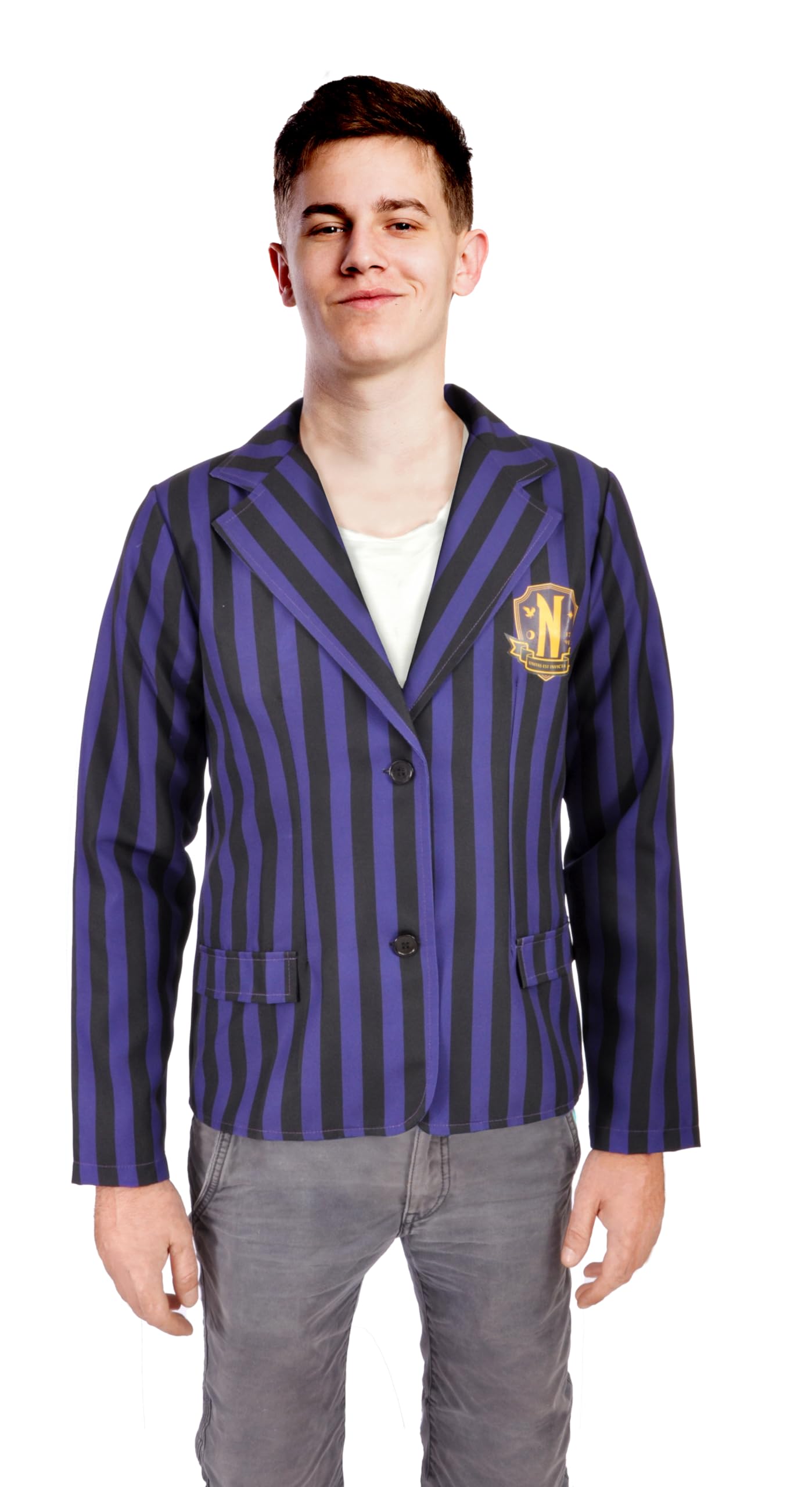 Nevermore Academy Costume for Kids: Official Wednesday Addams School Uniform Jacket, Perfect for Fancy Dress Events - Size 152cm