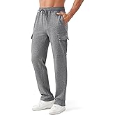 Zylioo Men's Extra Long Sweatpants with Pockets Fits Over 6ft Open Bottom Joggers Wide Leg Athletic Pants for Tall Men
