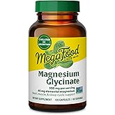 MegaFood Magnesium Glycinate 500mg - Chelated Magnesium Supplement - 60mg Elemental Magnesium - Gentle on the Stomach - Supports Normal Sleep Cycle & Healthy Stress Response - 120 Capsules 60 Servings