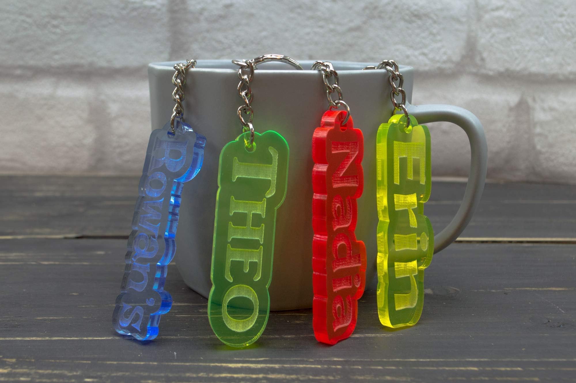 Handmade - keyring - personalised | small | cut | any | name | kids | small | gift | acrylic | laser | cut | name | keyring | keychain | pendant | hanging | custom | bespoke | favours | back to school