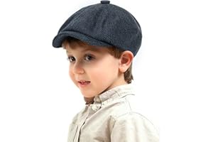 XUOAZ Kids Boys Wool Newsboy Cap - Vintage Tweed Flat Beret Cabbie Hat for Toddler Boys Girls Pageboy(for 4 to 9 Years)