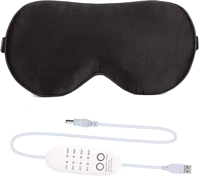 Heated Eye Mask for Dry Eyes, USB Electric Moist Heat Eye Compress Pad, Silk Warm