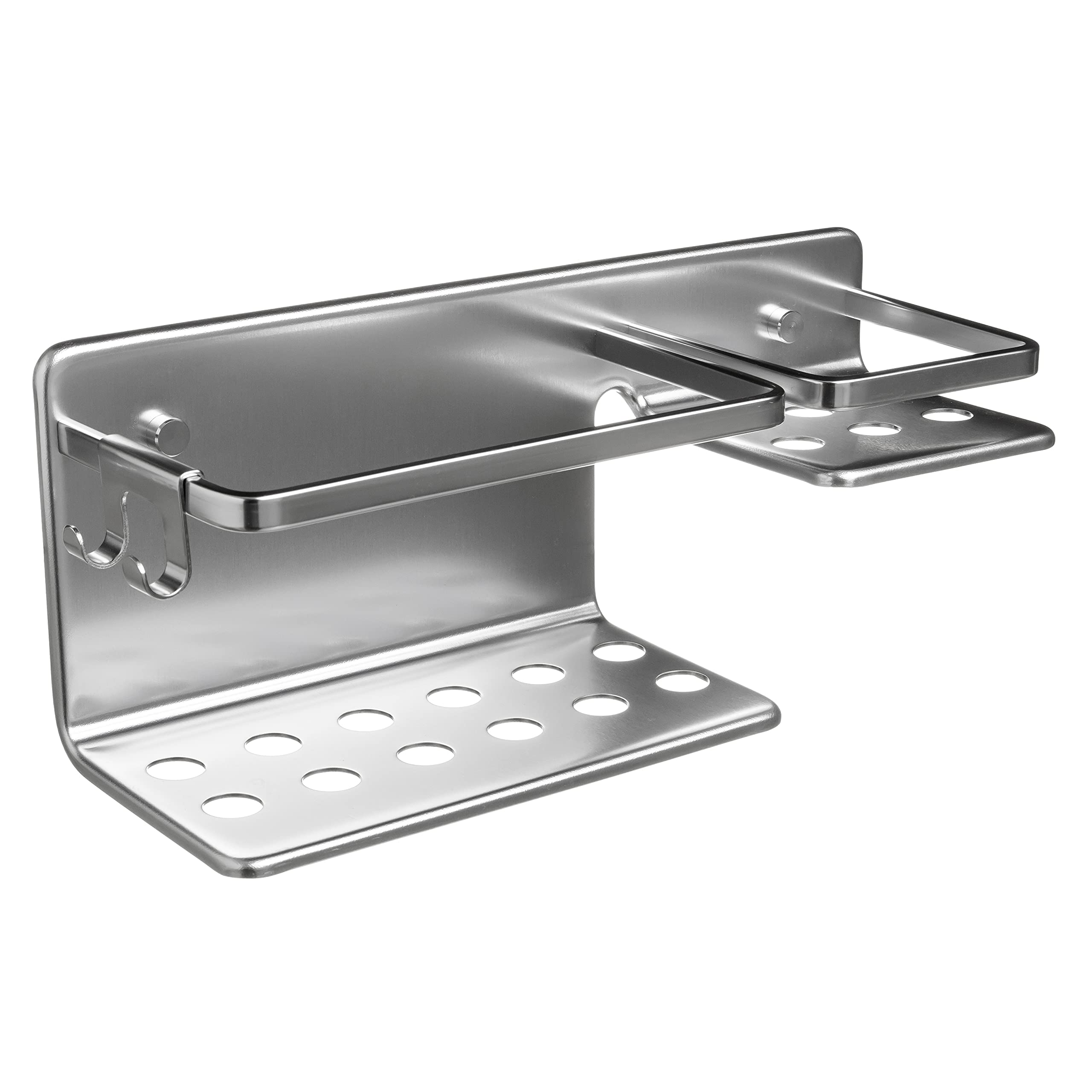 Tatay Moon Rectangular Shower Shelf, 2 Heights, 100% Stainless Aluminium, Minimalist Design, 10 Year Warranty, Measures 30 x 10 x 12 cm