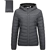Outdoor Ventures Women's Packable Lightweight Full-Zip Puffer Jacket with Hood Quilted Winter Coat