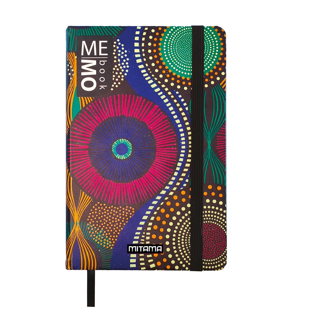 Mitama Large Notebook - Afro Graphics - Memo Book - Notebook - Soft Touch Cover - Inner Pocket + Pencil Included - Squared Sheets 5 mm - 13 x 21 cm