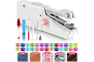 HANDUPFREE Handheld Sewing Machine, Small Cordless Sewing Kit for Beginners, Quick Repairs Electric Hand Held Sewing Device, Portable Stitching Machine for DIY, Fabrics, Clothes, Home and Travel