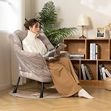 HollyHOME Armchair Comfy Chair Grey Steel Frame Lounge Sofa 95x80x64 cm view 3