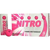 Nitro White Out Golf Balls- 15 Pack- Hot Pink- Dynamic Core Technology- USGA Approved