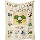 SNUGLYZEN Golf Throw Blanket 60x50 Flannel Fleece, Vintage Newspaper Style Couch Throw, Funny Golfer Gifts for Men, Man Cave Decor, Machine Washable