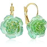 JNONL Bohemian Cute Sparkly Flower Leverback Earrings for Women Acrylic Rose Flower Floral Dangle Drop Earring