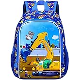 HPJGD Reflective Safety Toddler Backpack for Boys – Excavator Kindergarten Bookbag with Adjustable Straps, Lightweight Preschool Bag for Little Kids