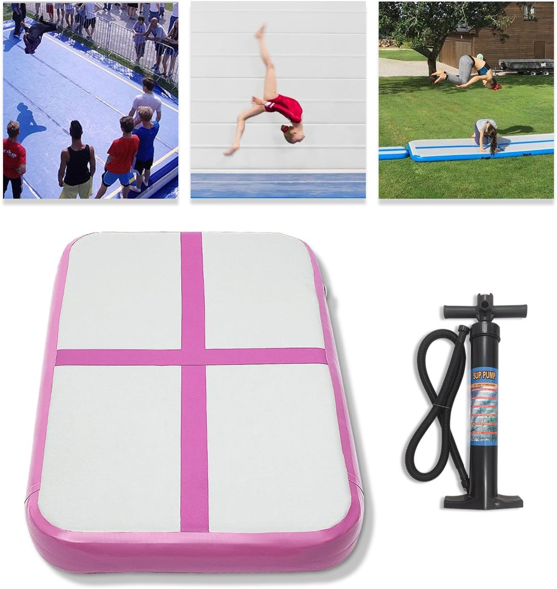 Essort Tumbling Mat, Inflatable Gymnastics Air Track with Electronic Air Pump Portable for Gym Training Yoga Exercise Taewondo Fitness Pilates Martial Arts Aerobics HIIT Kids Home Use