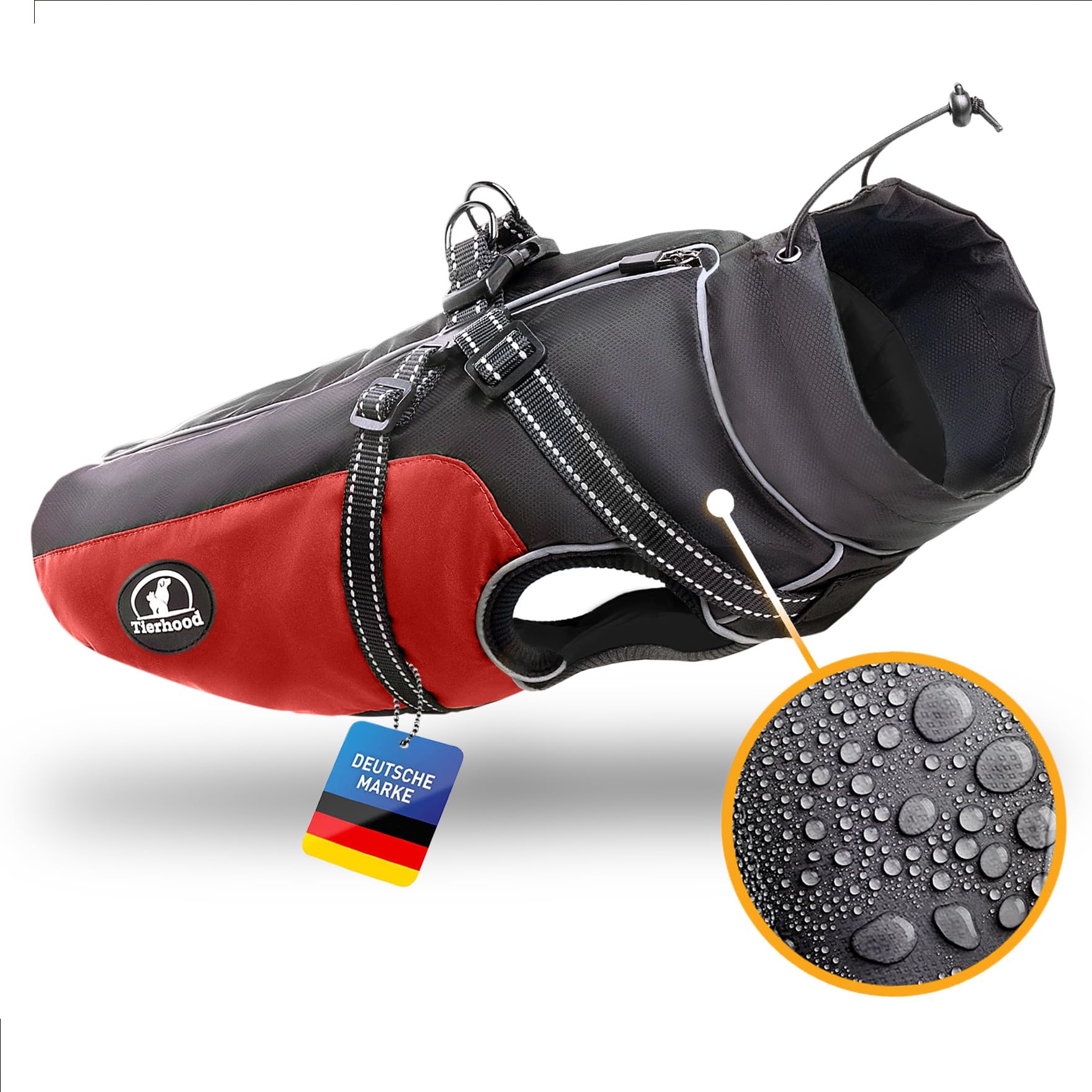 TIERHOOD - Waterproof Dog Raincoat [Includes Harness] - Raincoat for Dogs - Includes Reflectors - Rain Jacket for Dogs - Waterproof