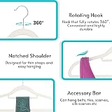 LIVEL 20 Non Slip Velvet Hangers Heavy Duty Black Felt 360 Degree Swivel Ivory view 3