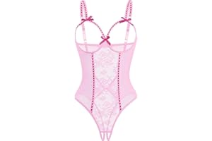 Avidlove Women One Piece Lingerie Lace Bodysuit Mesh Teddy Sexy Babydoll Sleepwear S-XXL