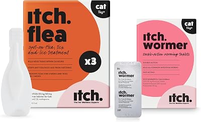 Itch Cat Flea and Wormer Bundle 1kg+ 3 Flea Pipettes 2 Worming Tablets