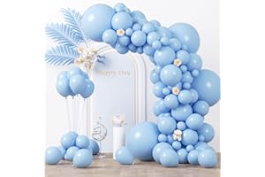 Voircoloria 130pcs Light Blue Balloons Different Sizes 18" 12" 10" 5" Baby Blue Balloons for Boys Girls Birthday Baby Shower 