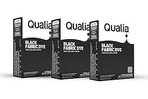 Qualia All Purpose Powder Fabric Dye, Easy to Use Dye for Natural Fabrics: Cotton, Wool, Silk, Wood, & Linen, Ultra Concentrated Colors, Black, 3 Pack