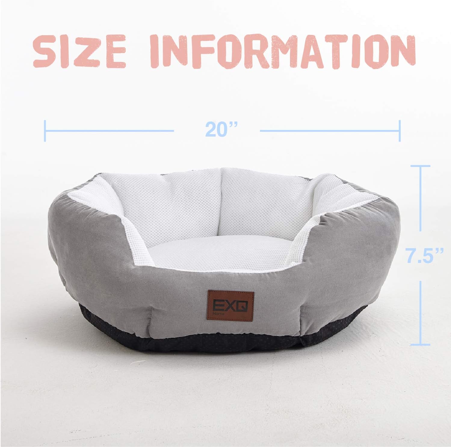 EXQ Home Cat Bed, Cooling Pet Bed for Cats or Small Dogs, Round 20 Inch Cat Beds for Indoor Cat, Breathable Cat Beds for Summer, Soft Grey Cushion Kitten Bed with Slip-Resistant Bottom : Pet Supplies