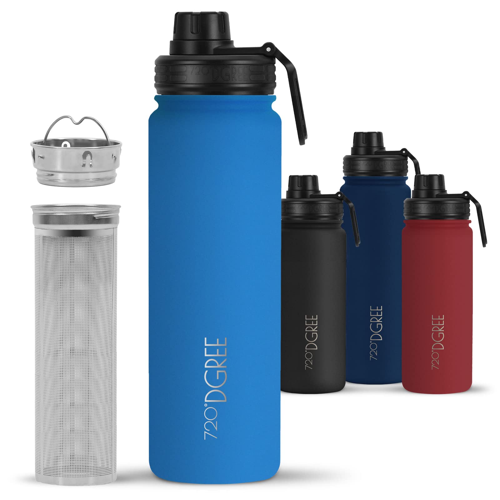 720°DGREE Vaccum Insulated Water Bottle + Infuser “noLimit“ - 530ml - Leakproof, BPA-Free, Thermo Stainless Steel Flask - Carbonated Drinks, Sports, School, Travel, Hiking, Outdoor +Sports-Cap