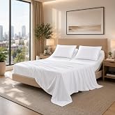 SGI bedding 34" King Split Top Flex Head Sheet 100% Egyptian Cotton Sheet Set - 600 Thread Count Flex Top Sheet Adjustable Bed - 4 Piece Sheet Set 15" Deep Pocket Sleep Number Bed - White Solid
