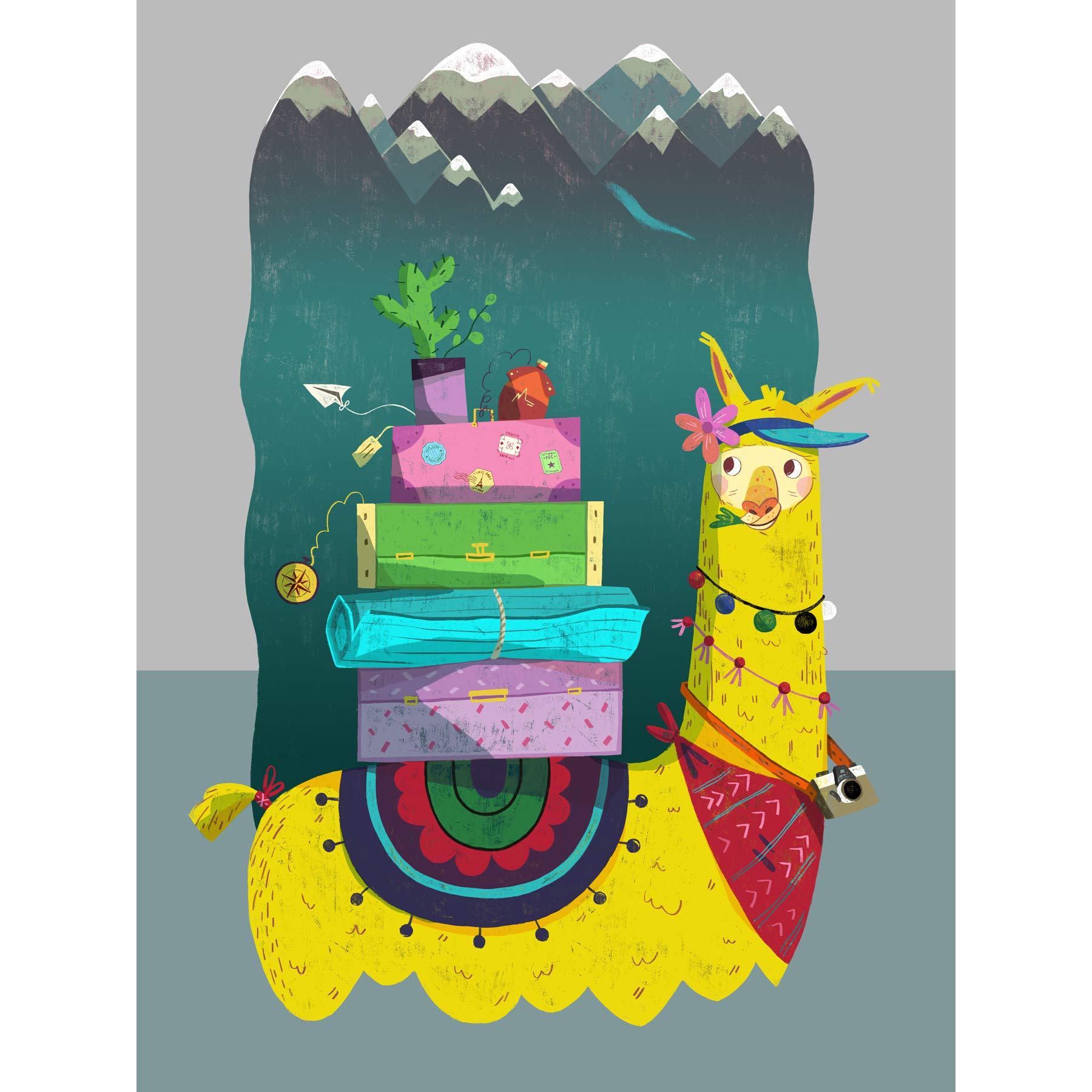 Wee Blue Coo Travelling Llama Canvas Art Print