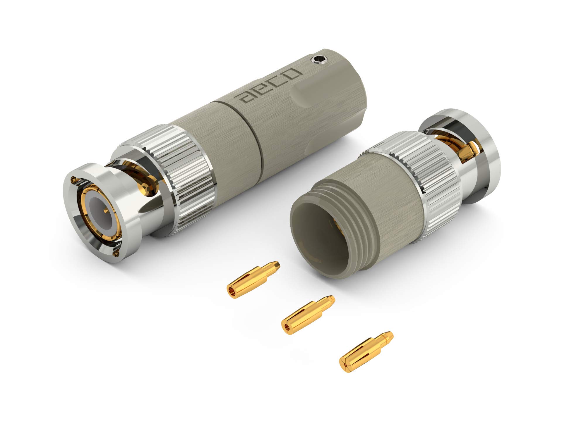 aeco BNC Plug ABC-1451, 2pcs/1set, 50ohm, Gold Plating, Vacuum bag