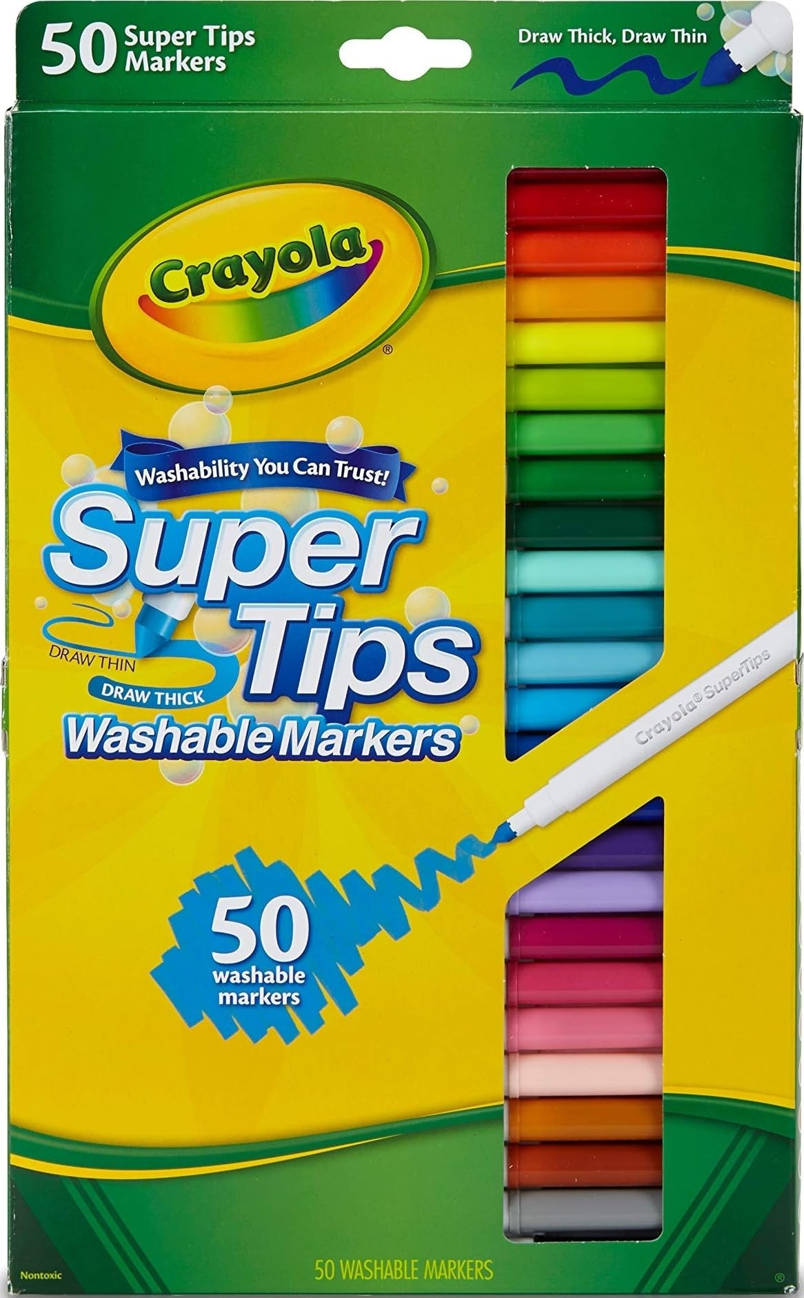 Marcadores lavables Crayola Super Tips a partir de 3 años, 50 unidades