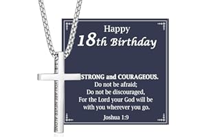OAVOOK 13th/ 14th/ 15th/ 16th/ 17th/ 18th / 21st Birthday Gifts for Boys Cross Necklaces Christian Jewelry for Son Grandson Brother Nephew
