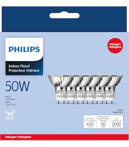 Ampoule LED Philips Réflecteur GU10 8W (équivalent 50W) - Blanc Chaud Dimmable 2200K-2700K, 430lm