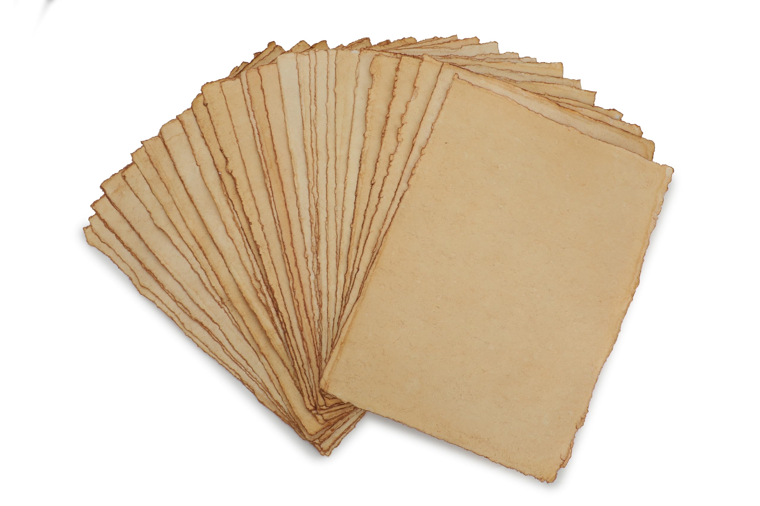 Fausta Handmade Vintage Textured Cotton Paper 50 Sheets A4 11.69" X 8.27" (250 GSM)| Deckle Edge Antique Paper for Sketching, Drawing, Invitations, Mixed Media
