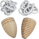Adventure Awaits! - 2 Pack Hand-Carved Wooden Tops Trompos with Strong Steel Point - Smooth Finish!