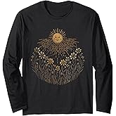 Floral Women TShirt Vintage Boho Wildflower Botanical Flower Long Sleeve T-Shirt