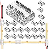 DEIGCYU 20 Pack 8-in-1 LED Strip Connectors, for 8mm 2-Pin COB/SMD 2835/3528 LED Strips – Straight, Corner, Strip-to-Strip & Strip-to-Wire