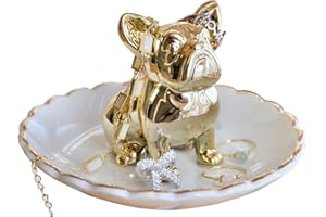 PUDDING CABIN Bulldog Ring Holder Dish, Gifts for Mom Christmas, Birthday Gift for Women Friend Girls Aunt Mothers Day Bridesmaid Wedding Engagement Xmas Gifts, Dog Mom Gifts for Women