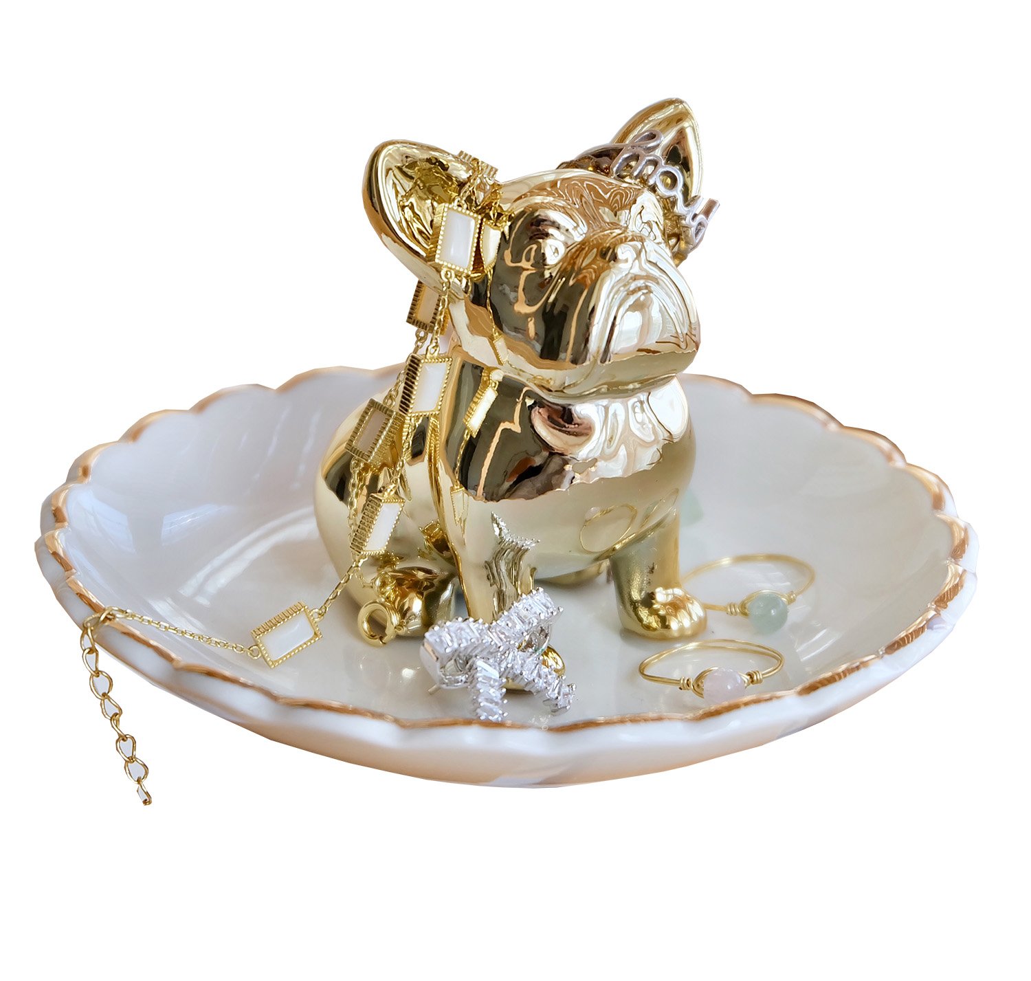 PUDDING CABIN Bulldog Ring Holder Dish, Gifts for Mom Christmas, Birthday Gift for Women Friend Girls Aunt Mothers Day Bridesmaid Wedding Engagement Xmas Gifts, Dog Mom Gifts for Women