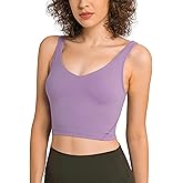 Womens Sports Bra Longline Padded Yoga Bra Workout Crop Top Athletic Running Gym Supportive Fitness Tank Top