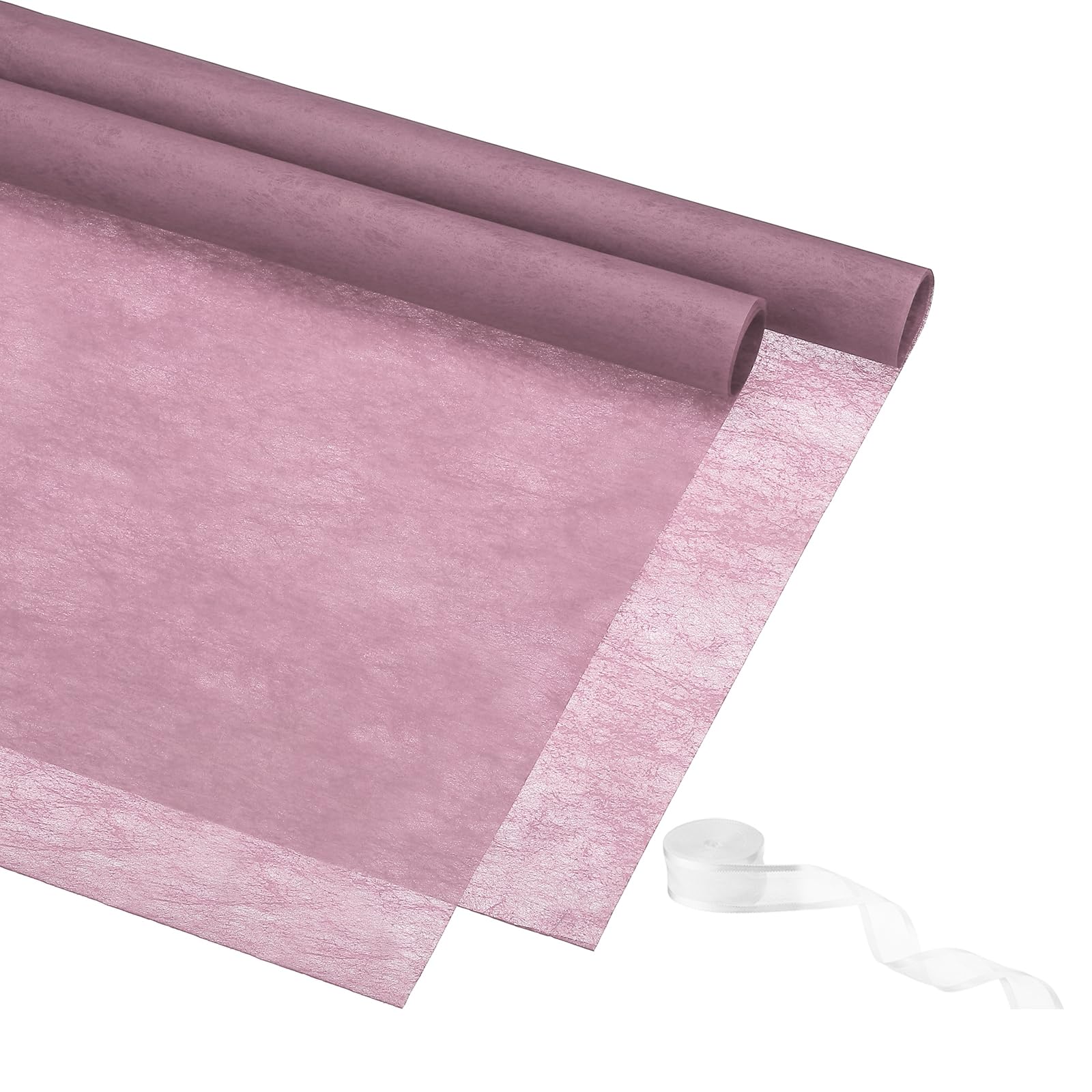 PATIKIL 22.8"x22.8" Flower Wrapping Paper, 20 Sheets Non-Woven Waterproof Florist Floral Bouquet Wrap Paper Korean Style with 1 Roll Ribbon for DIY Crafts Gift Packing, Purple