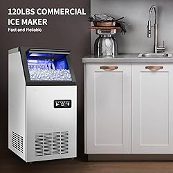 Commercial Ice Maker Machine 120Lbs/24H with 35Lbs