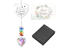 Dog Memorial Gifts Sun Catcher, Memorial Gifts for Pet Loss, Dog Remembrance Bereavement Gift Crystal Suncatcher with Heart D