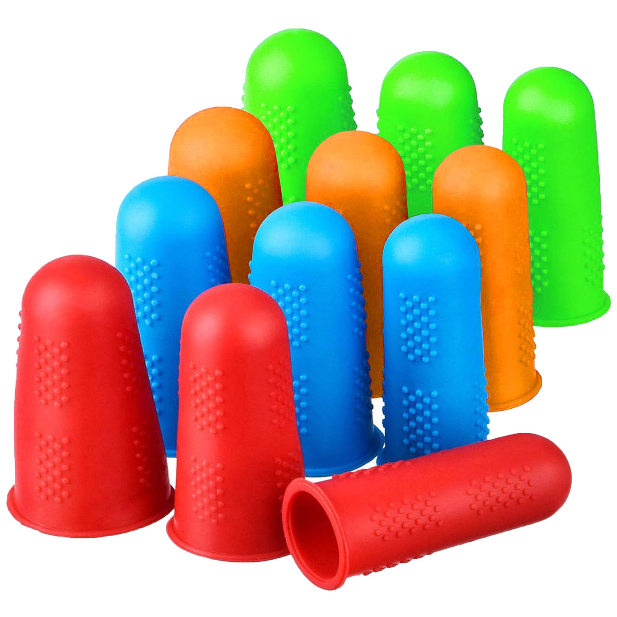 Photo 1 of Finger Protectors,12 Pieces, Silicone Finger Protectors, 3 Sizes Rubber Fingers Thimble Protectors Guard Tips Caps Pads Cover for Hot Glue Gun | Embroidery | Sewing | Cutting| Sorting Task- Multicolor