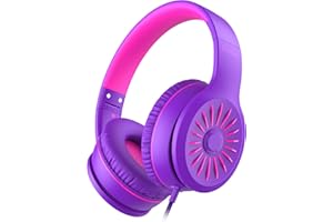 ELECDER i45 Headphones Wired, On-Ear Headphones with Microphone, Foldable Stereo Bass, 1.5M No-Tangle Cord, Portable 3.5MM Headset for School Kids Teens Smartphones Computer PC Tablet Travel, Purple