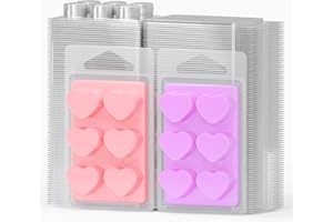 NATIKON 100 Pack Wax Melt Containers with 6 Cavity Clear Plastic Wax Melt Clamshell for DIY Wax Melt Candles, Shape (Heart)