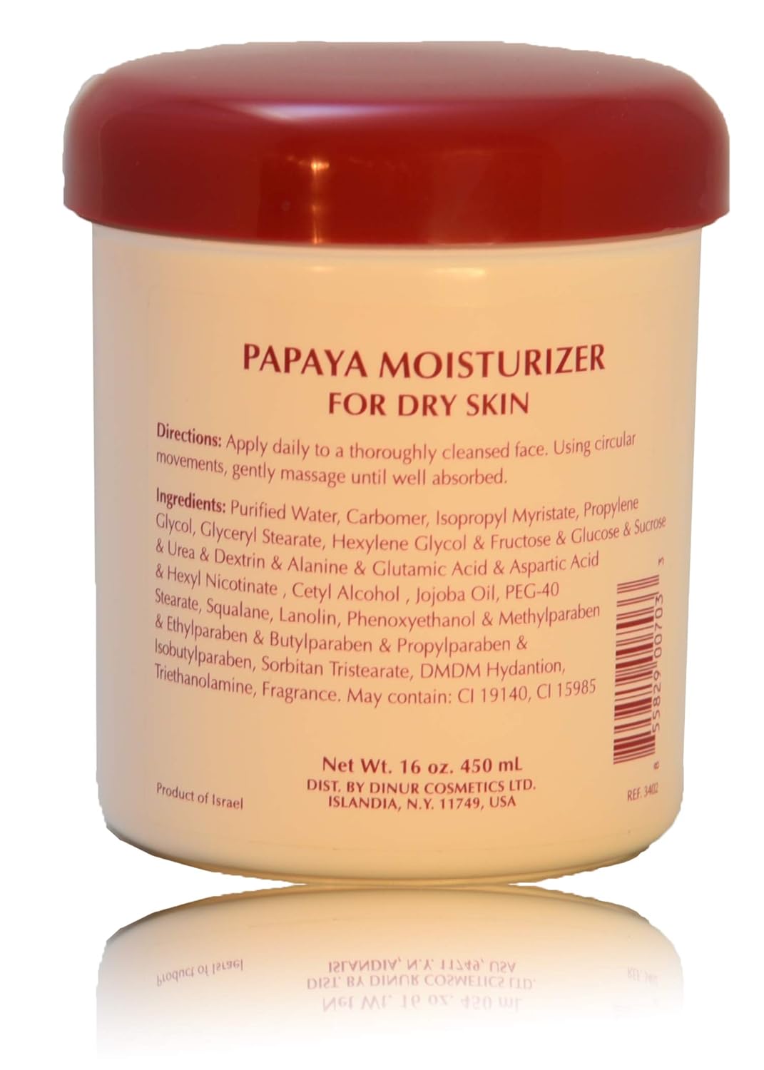 Dinur Cosmetics PAPAYA moisturizer 16 oz, 450 ml.