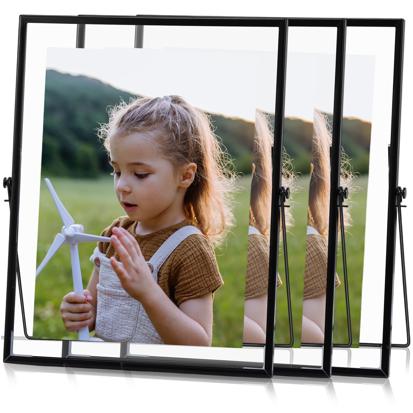 Photo 1 of Amyhill 3 Set Black Floating Picture Frame 10x12 Inch for Picture Sizes 8x10, 5x7, 6x8, Vertical Tabletop Display Metal Floating Frame Classy Gift for Wedding Birthday Christmas Home Office Decor